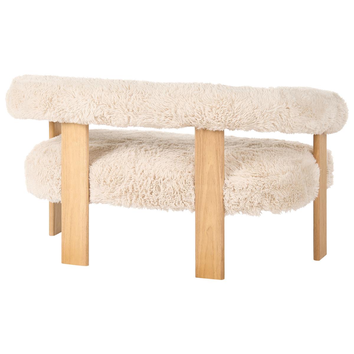 2-SITZER-SOFA Webpelz Cremeweiß/Hellbraun Ilbro - Creme, Textil (138/76/68cm) - Beliani