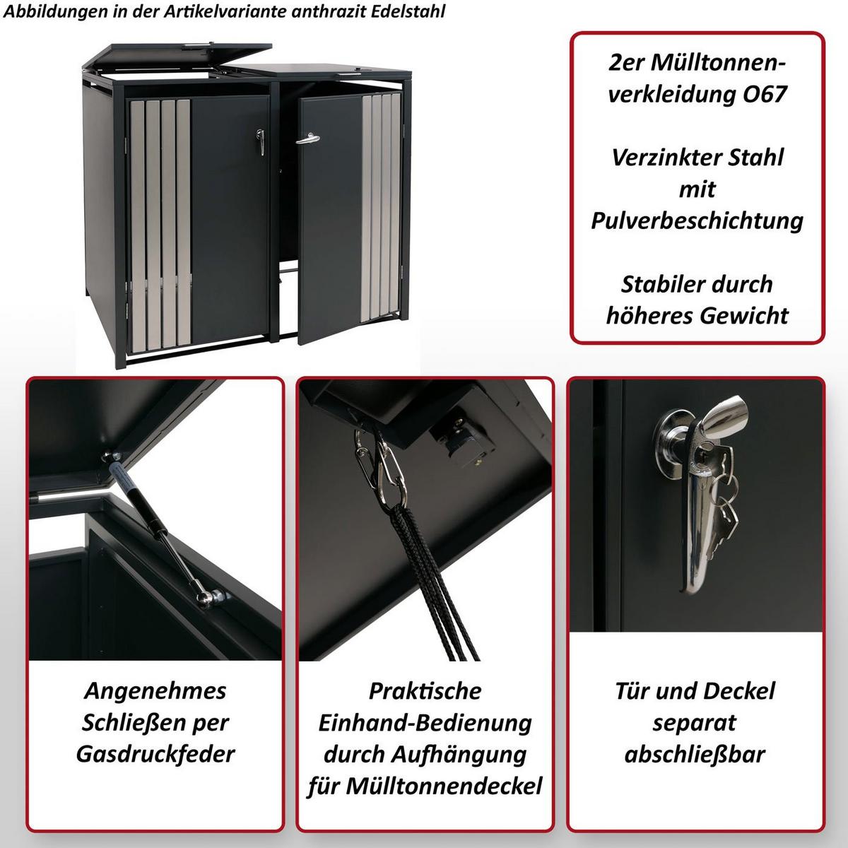 2ER-MÜLLTONNENVERKLEIDUNG Anthrazit - Anthrazit, Metall (132/122/84cm) - MCW