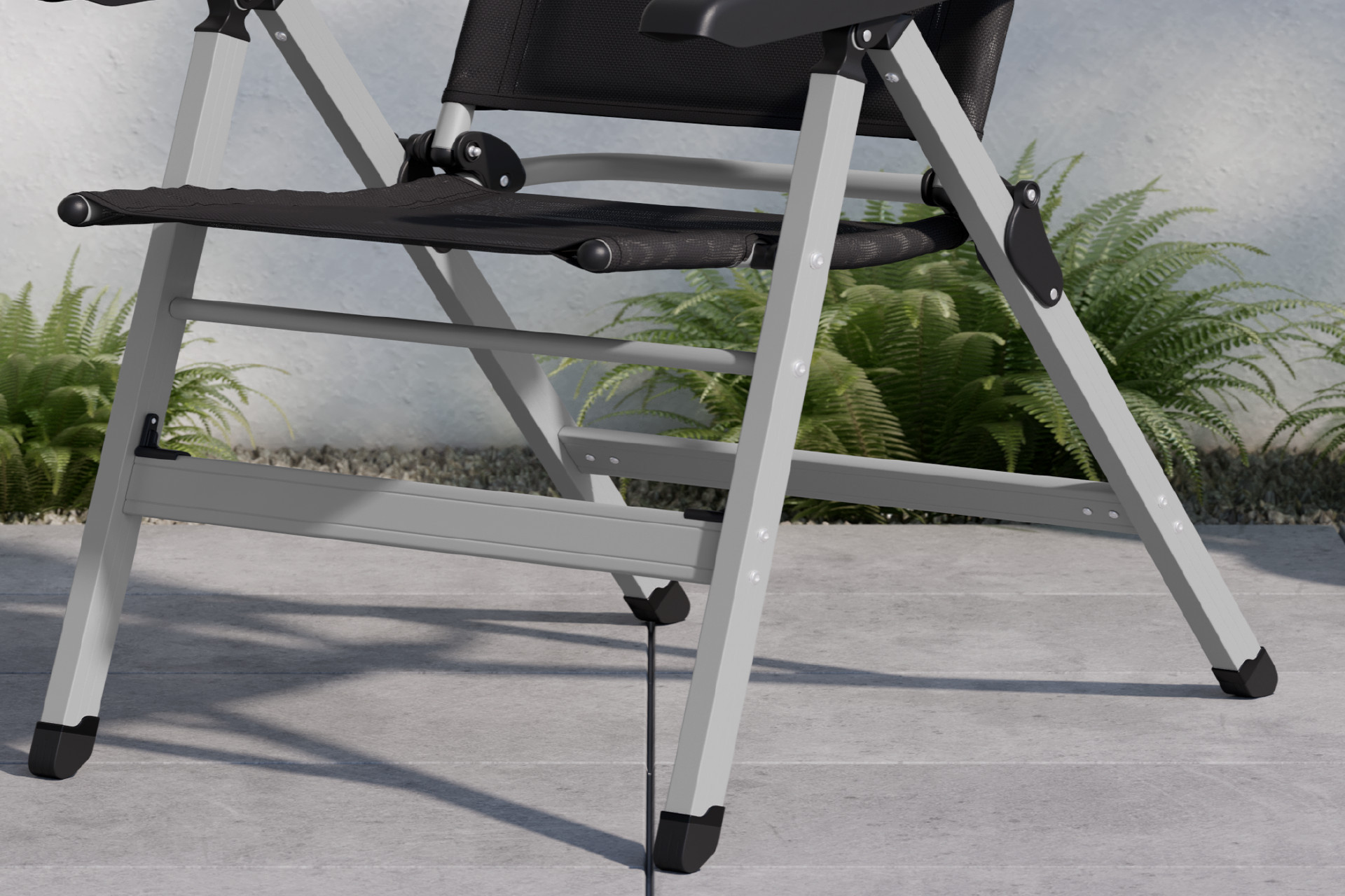 Gartenstuhl Schwarz Silber Gestell Aluminium faltbar Füße Flachrohr faltbar