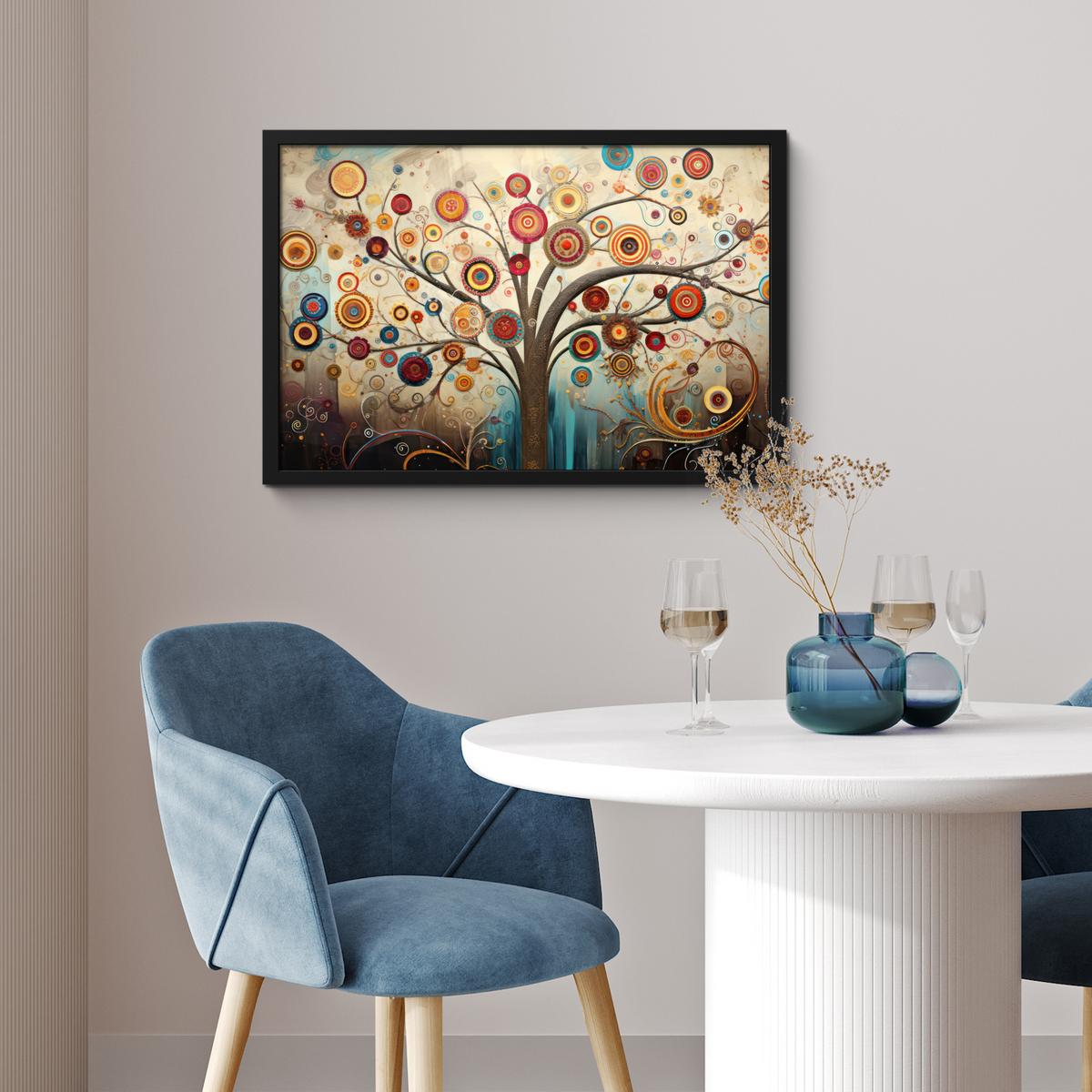 POSTER MIT RAHMENGERAHMTES BILD Baum - Baum des Lebens - Farbe 60x40 cm - Braun, Papier (60/40cm) - MuchoWow