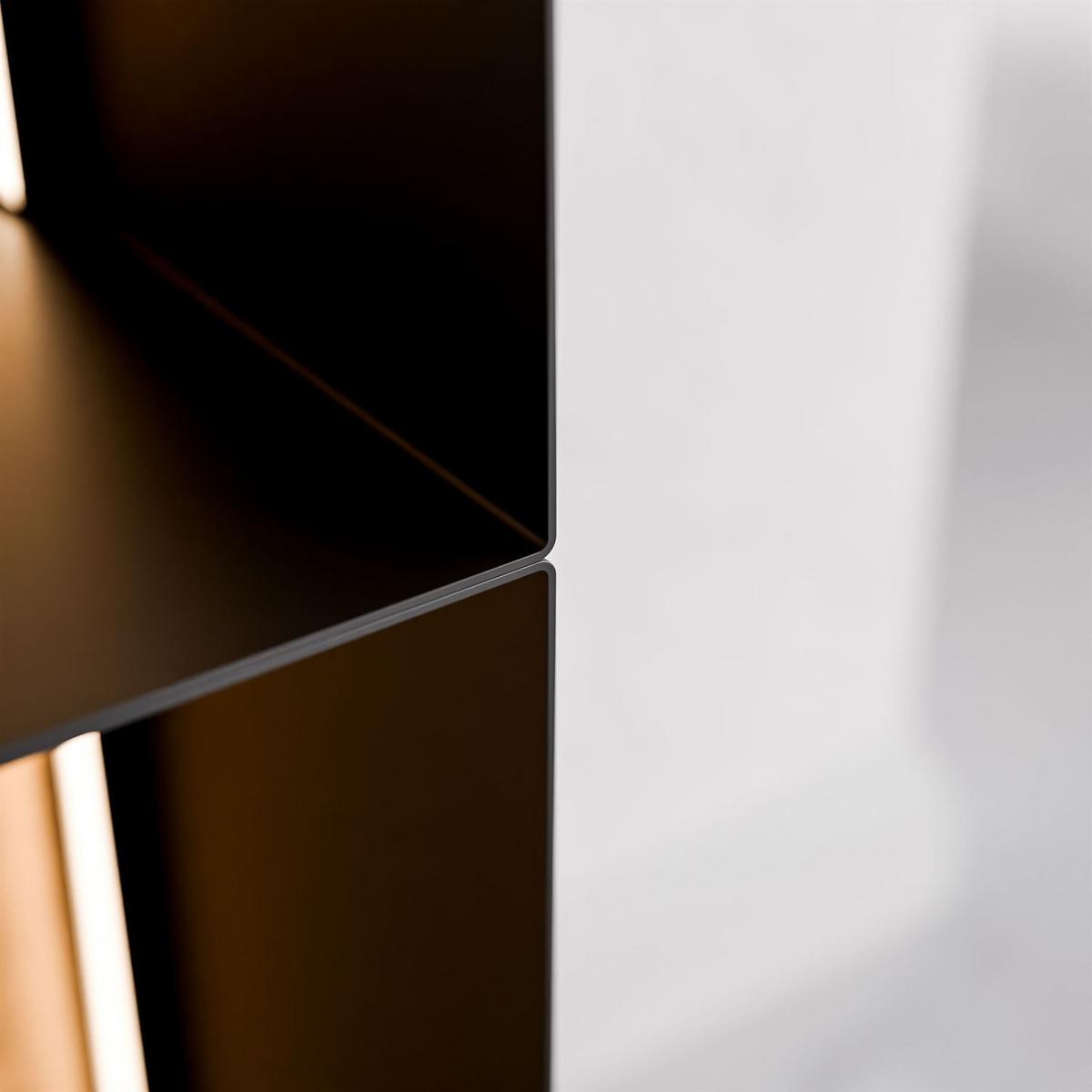 METALLREGAL QUADRO IV mit LED-Beleuchtung - Schwarz/Eiche Artisan, Holzwerkstoff (66/99/20cm) - Lookway