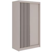 SCHWEBETÜRENSCHRANK mit Lamellen LUMOS - 120 - Kaschmir und Schwarz - Kaschmir/Schwarz, Holzwerkstoff/Metall (120/216/61cm) - MKS
