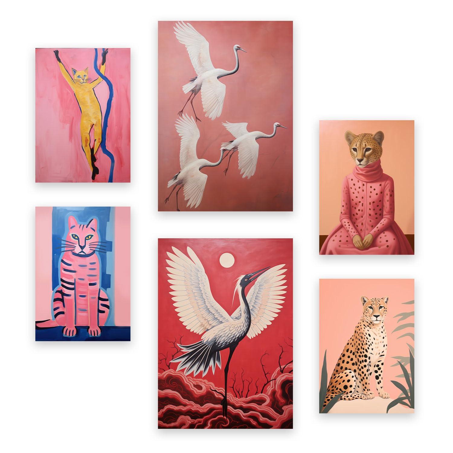 POSTER Set Mit 6 Charmante Kreatur In Vielseitiger Stil A3 & A4 Rahmenlos - Klar, Papier (29/3cm) - Nacnic