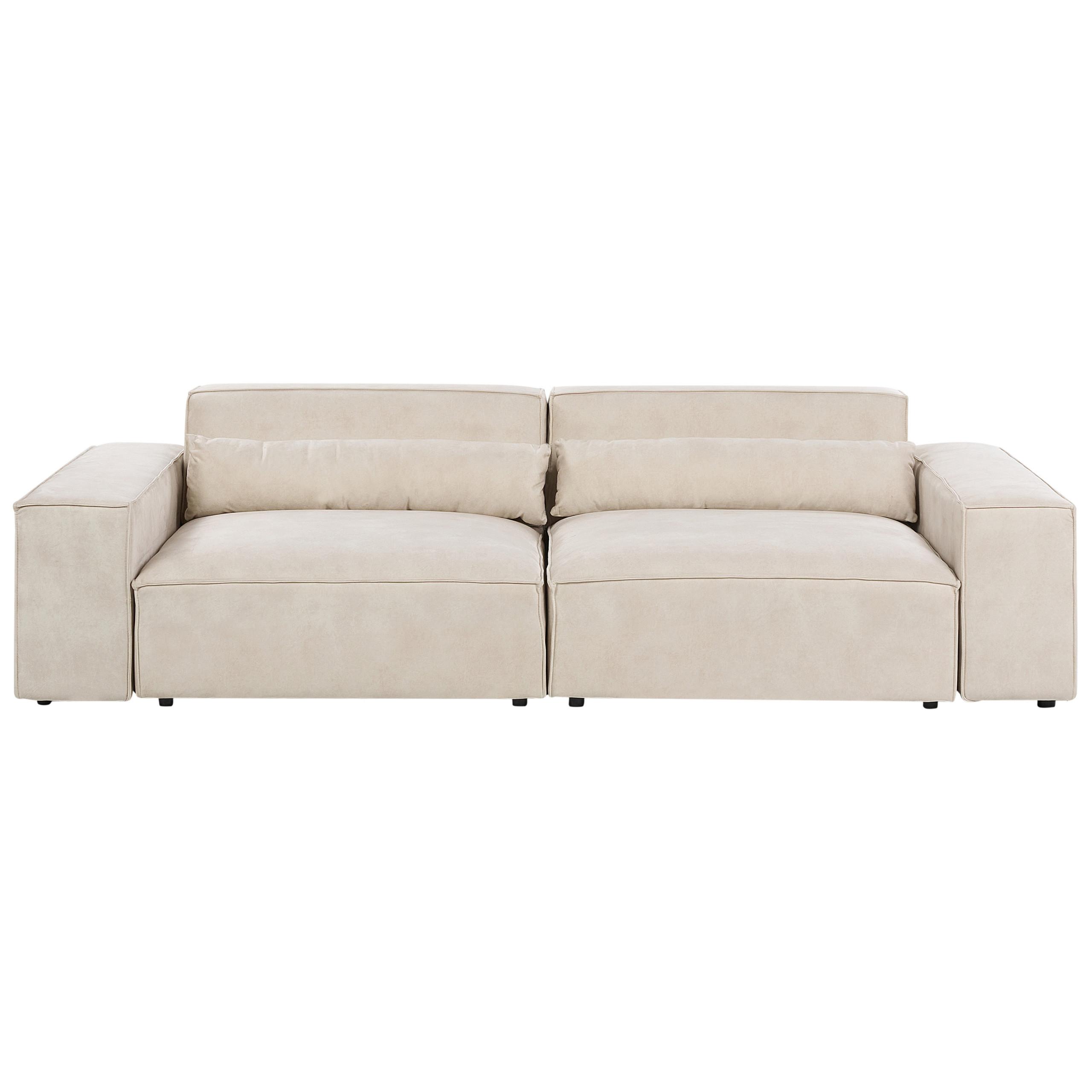 2-SITZER-SOFA Samtstoff hellbeige Hellnar - Beige, Textil (262/70/126cm) - Beliani