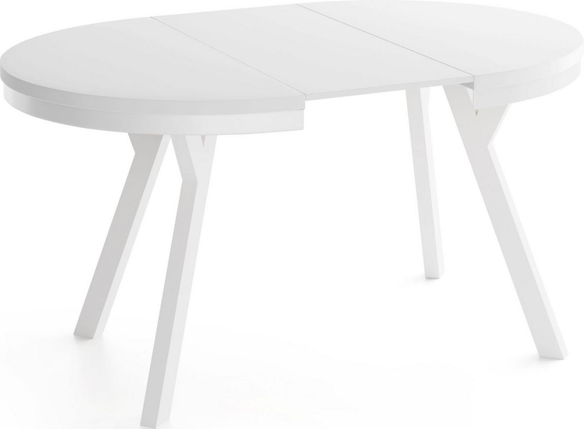 ESSTISCH Vero Neo rund ausziehbar verlängerbar, Weiss 80-130/80/77 cm - Weiß, Holz/Holzwerkstoff (80/130/77cm) - WFL GROUP