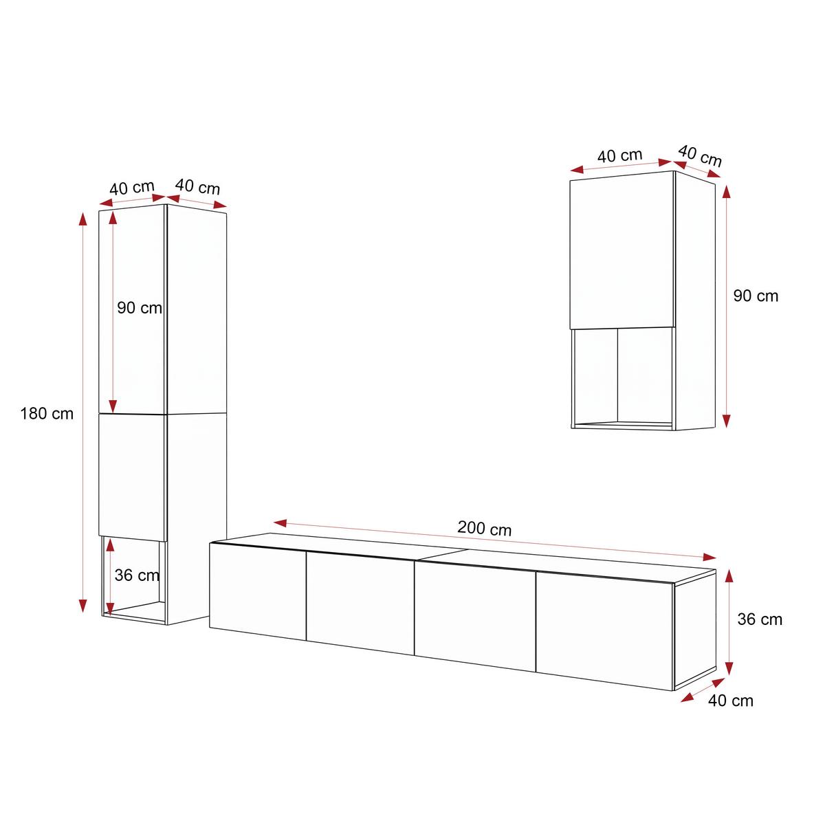 WOHNWAND ANGEL LINE III 3-teilig, mit LED-Beleuchtung, Kaschmir - Kaschmir, Holzwerkstoff (240/216/40cm) - Idohome