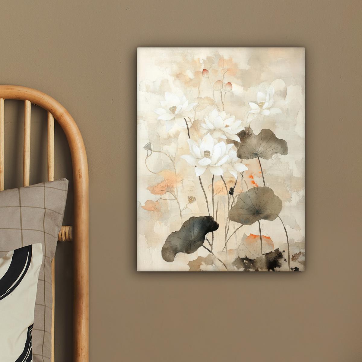 LEINWANDBILD Blumen - Japandi - Wabi sabi Room Decor 30x40 cm - Sandfarben, Textil (30/40cm) - MuchoWow