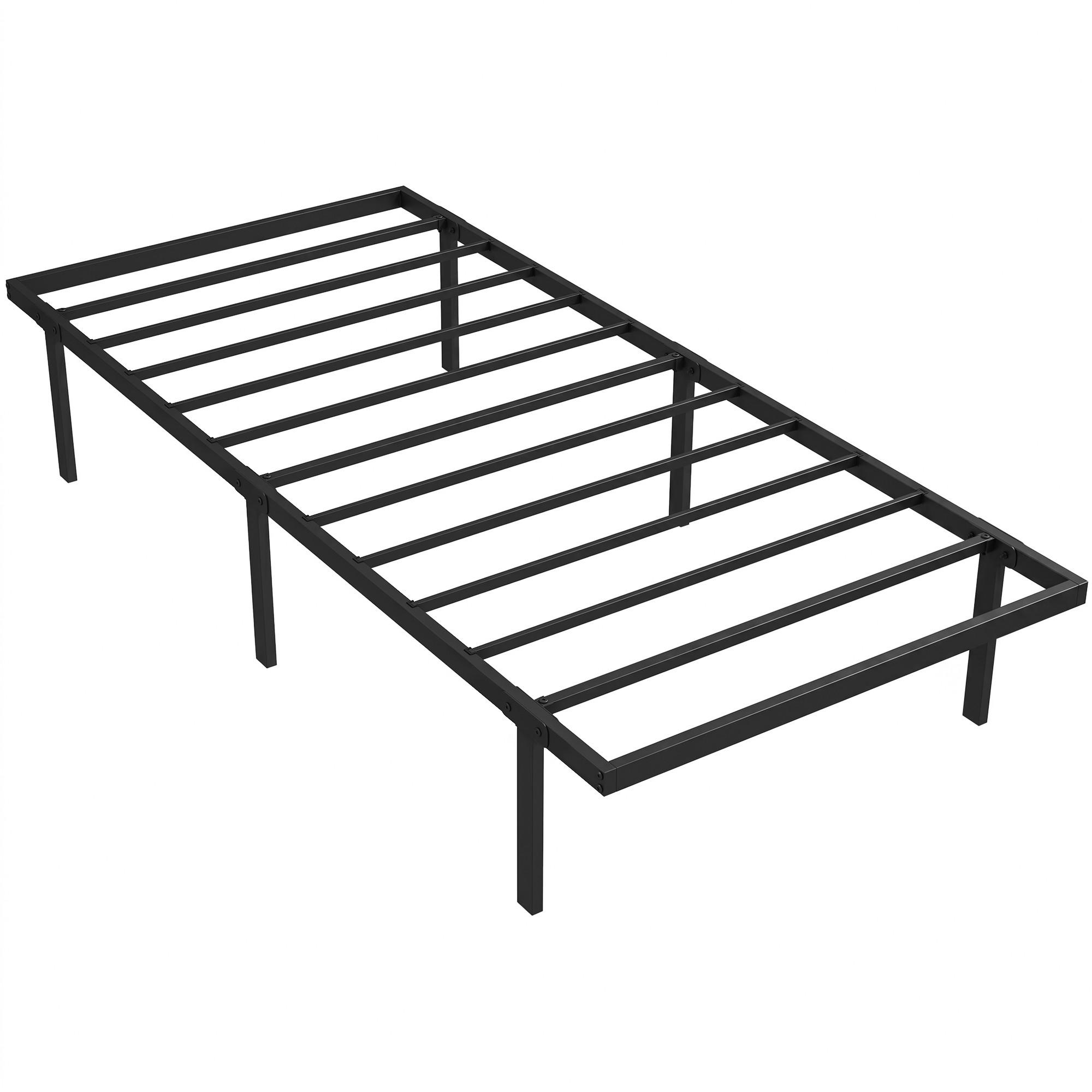 BETTGESTELL Metall Schwarz - Schwarz, Metall (90/200cm) - HOMCOM
