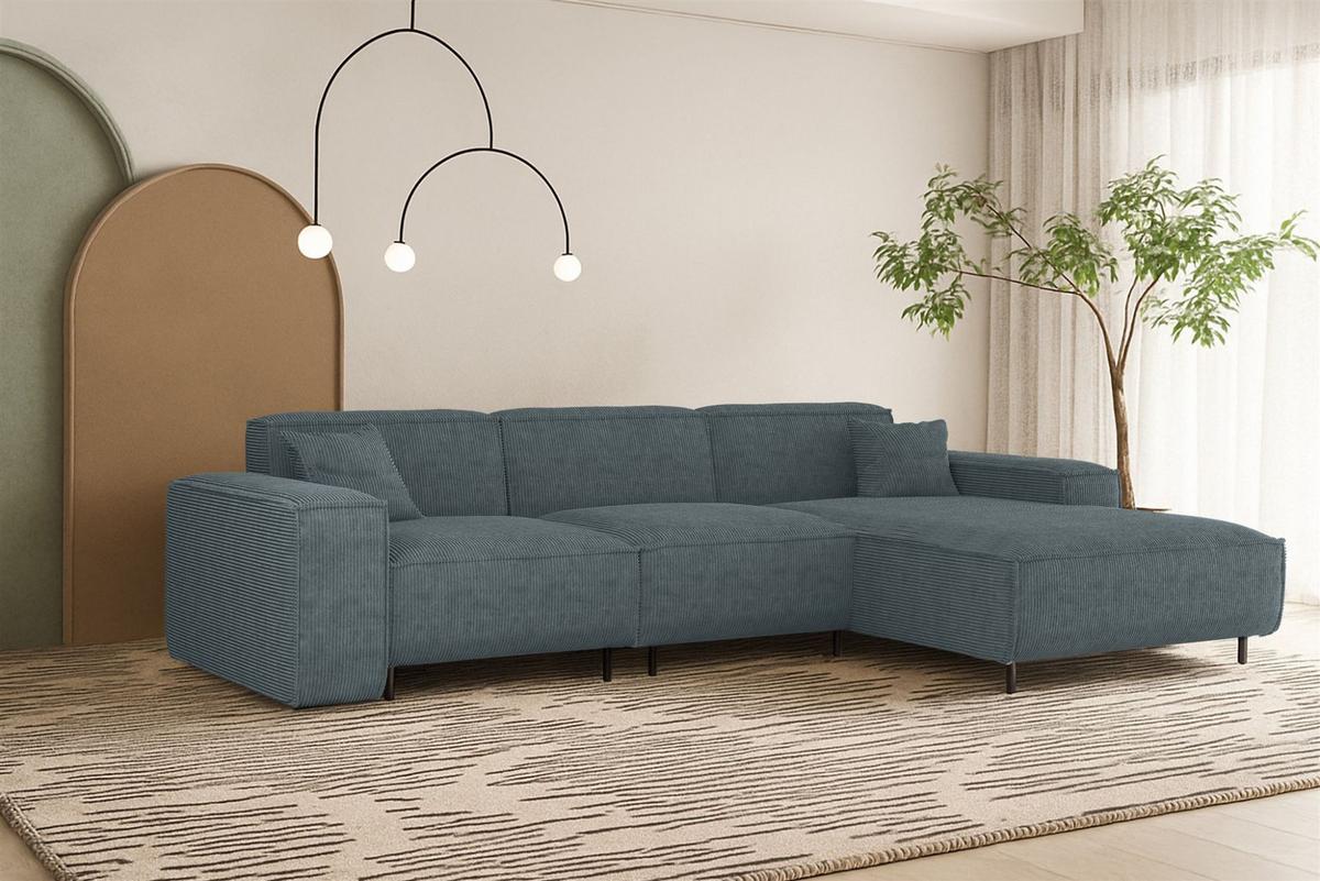 ECKSOFA Gloria In Scala - Blau, Holzwerkstoff/Textil (266/165cm) - Fun Möbel