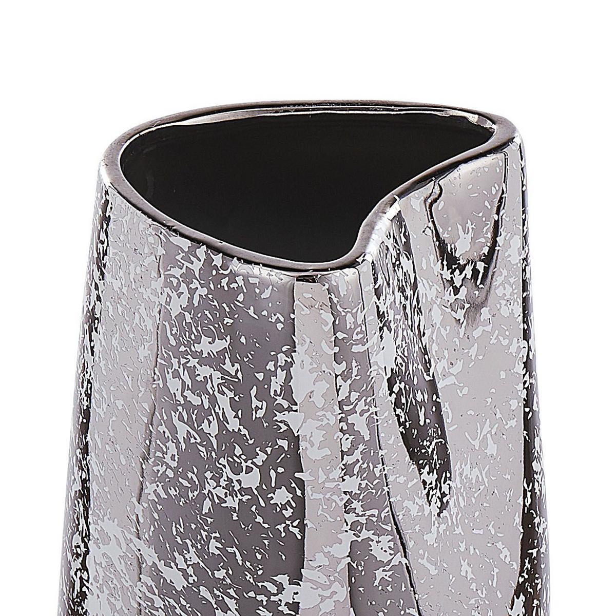 DEKOVASE Steinzeug silber Cirta - Silberfarben, Stein (27cm) - Beliani