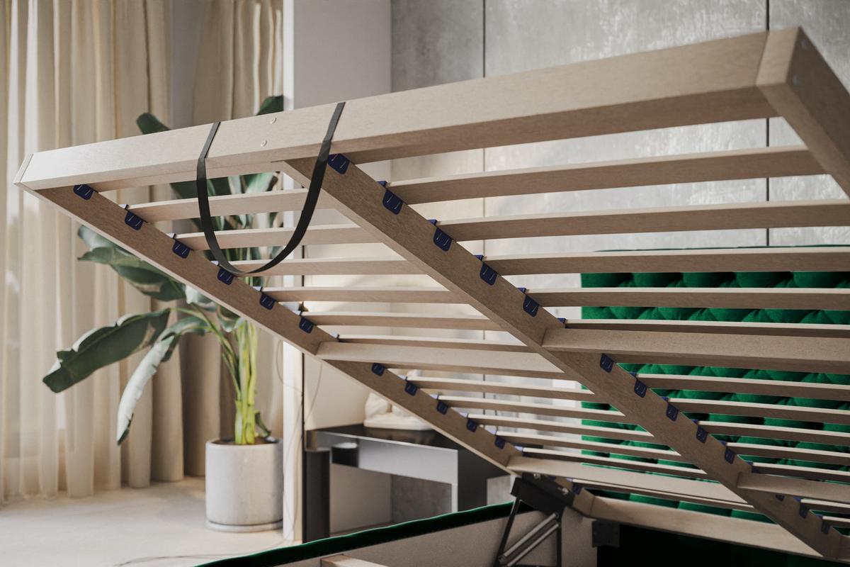 BETT 140x200 - Polsterbett mit Bettkasten und Holzrahmen - Elegant Betten - Glatter Kronos-Stoff - Kollektion Miami, Grün - Grün, Holz/Kunststoff (140/200cm) - Alpi-Möbel