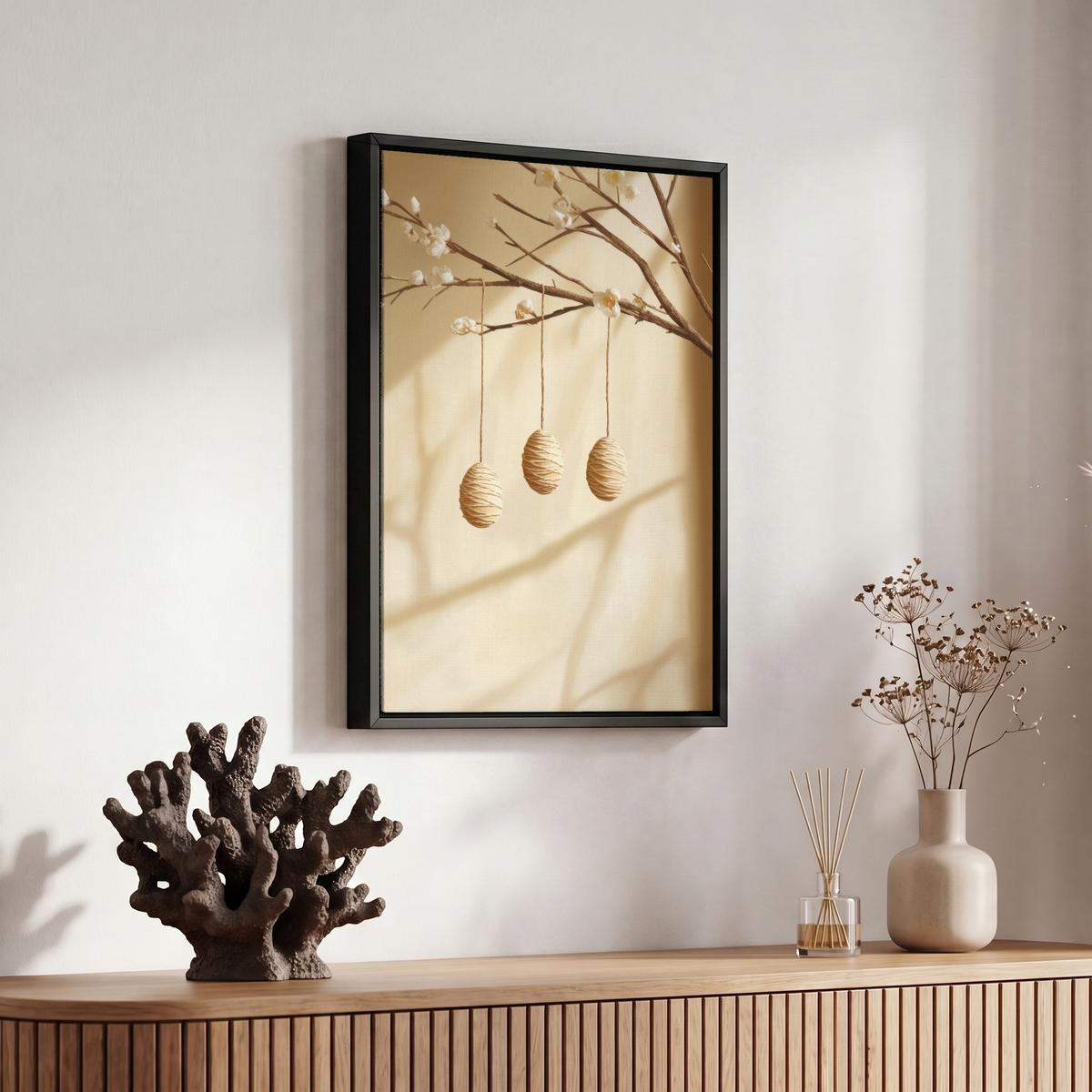 LEINWAND Bilder mit Rahmen - Beige - Osterkuchen - Eier - 20x30 - Beige, Textil (20/30cm) - MuchoWow