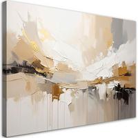 WANDBILD, Minimalistische abstrakte Landschaft in hellen Beigetönen - Beige, Textil (60/40cm) - Feeby