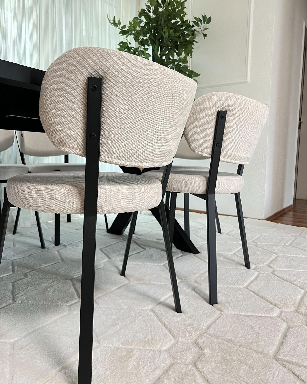ESSZIMMERSTUHL 2er-Set Stoff Hellbeige Bronte - Beige, Textil (49/76/46cm) - Beliani