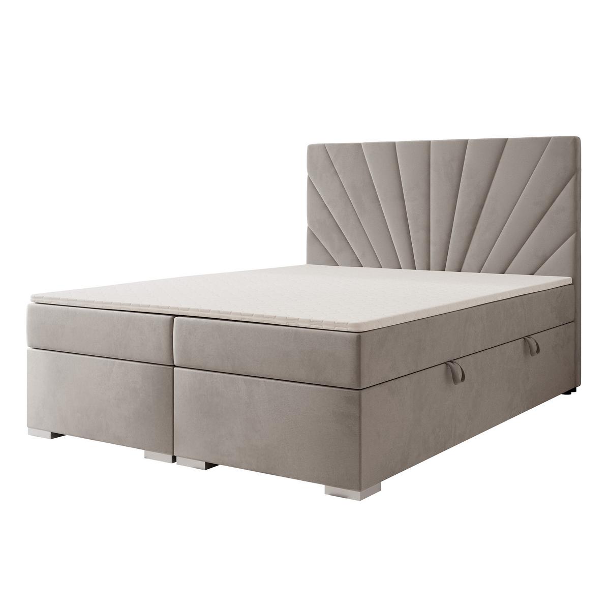 BOXBETT 160x200 cm mit Topper - Hellgrau, Holzwerkstoff/Textil (160/200cm) - Idohome