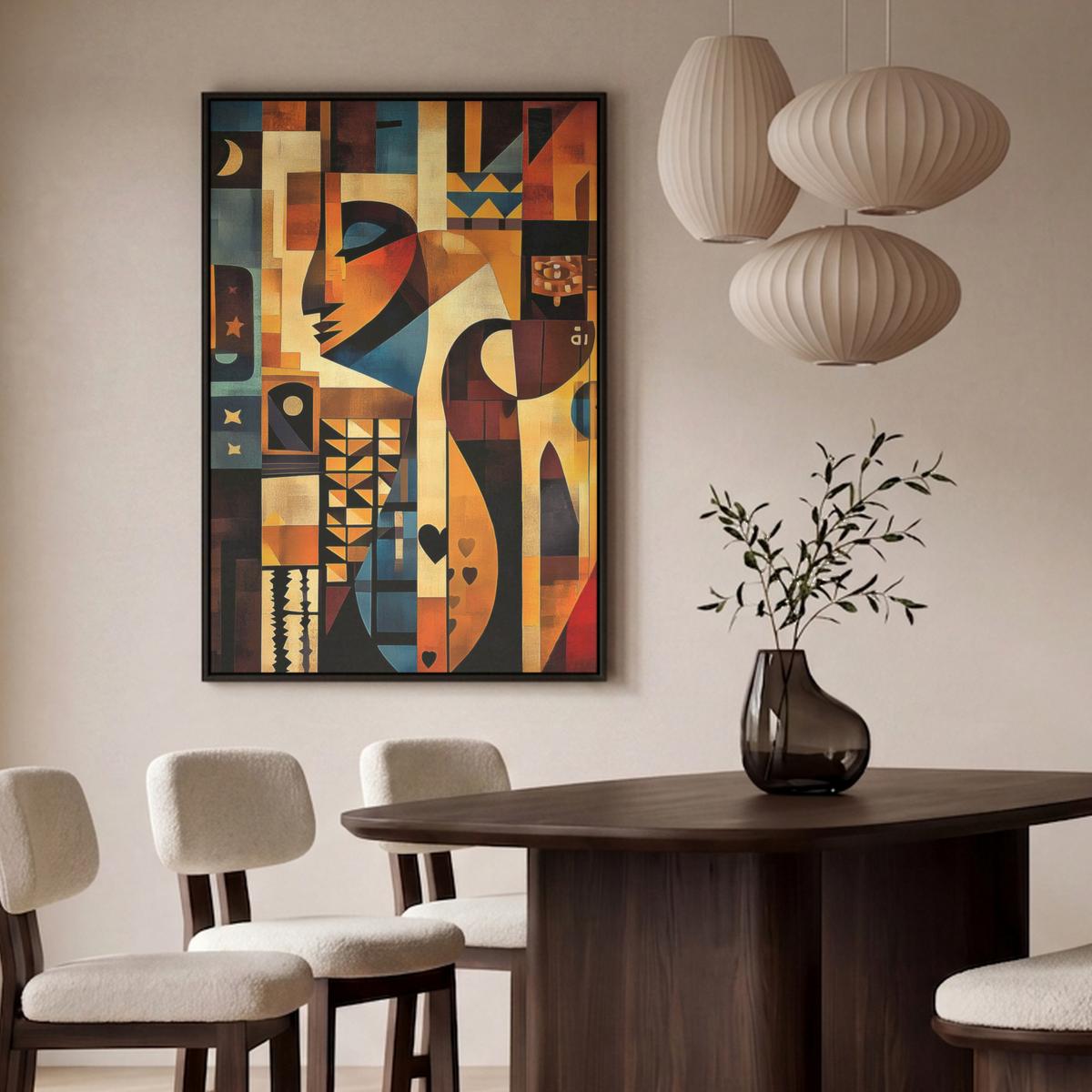 LEINWAND Bilder mit Rahmen - Figuren - Abstrakt - Symbole - 90x140 - Terracotta, Textil (90/140cm) - MuchoWow