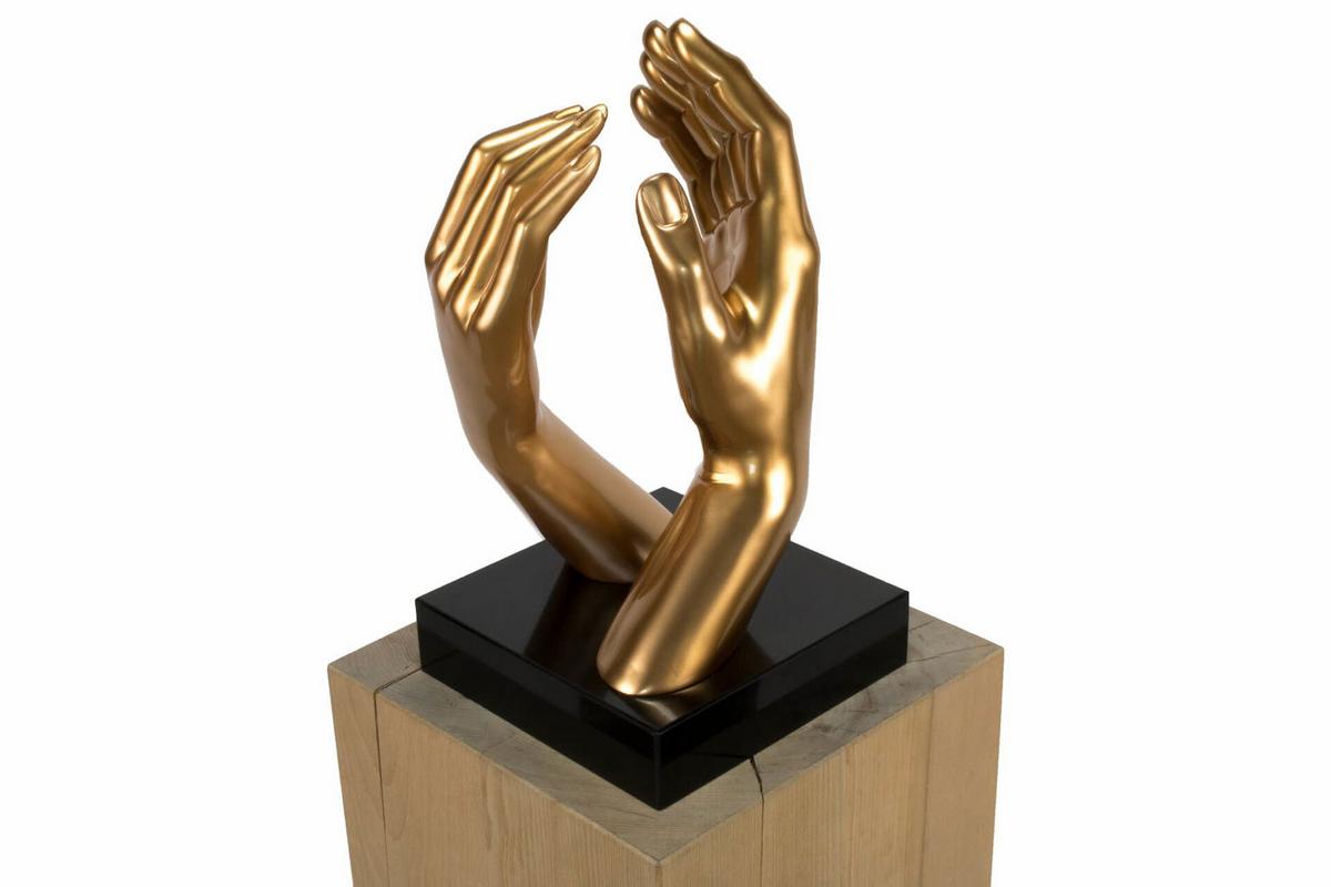 SKULPTUR Gold 21/41 cm - Goldfarben, Stein (4.85/41/21cm) - KUNSTLOFT