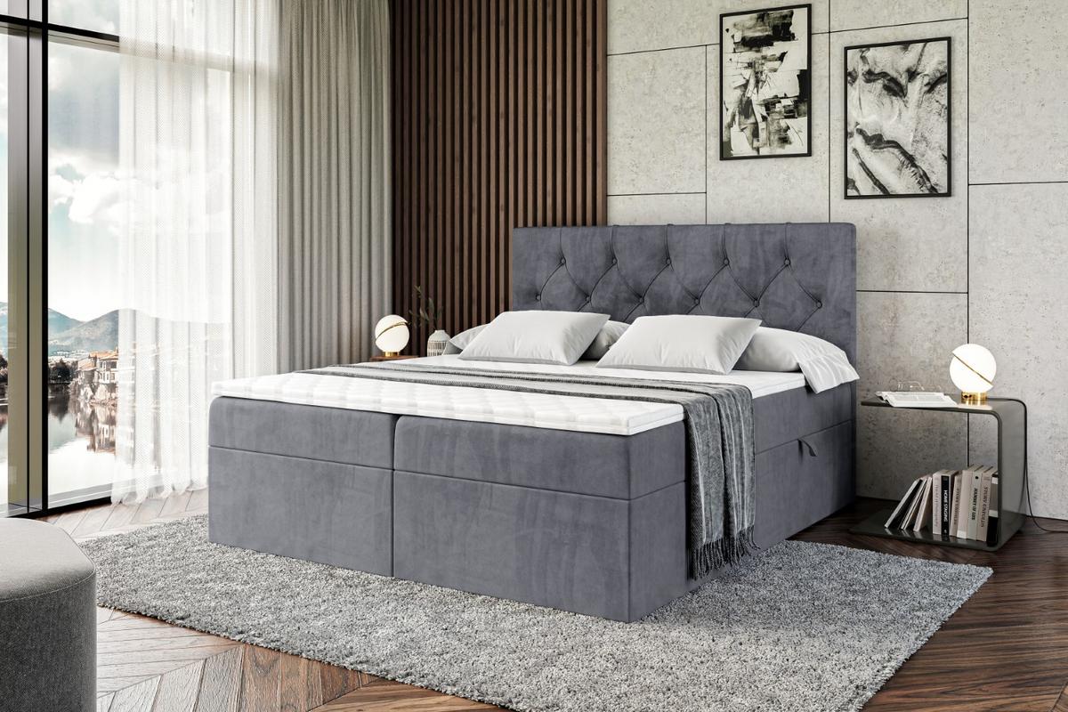 BOXBETT mit Matratze H4 und Lattenrost - MIRAGE - 140x200 - H4 - Dunkelgrau - Dunkelgrau, Holzwerkstoff (140/200cm) - ALTDECOR