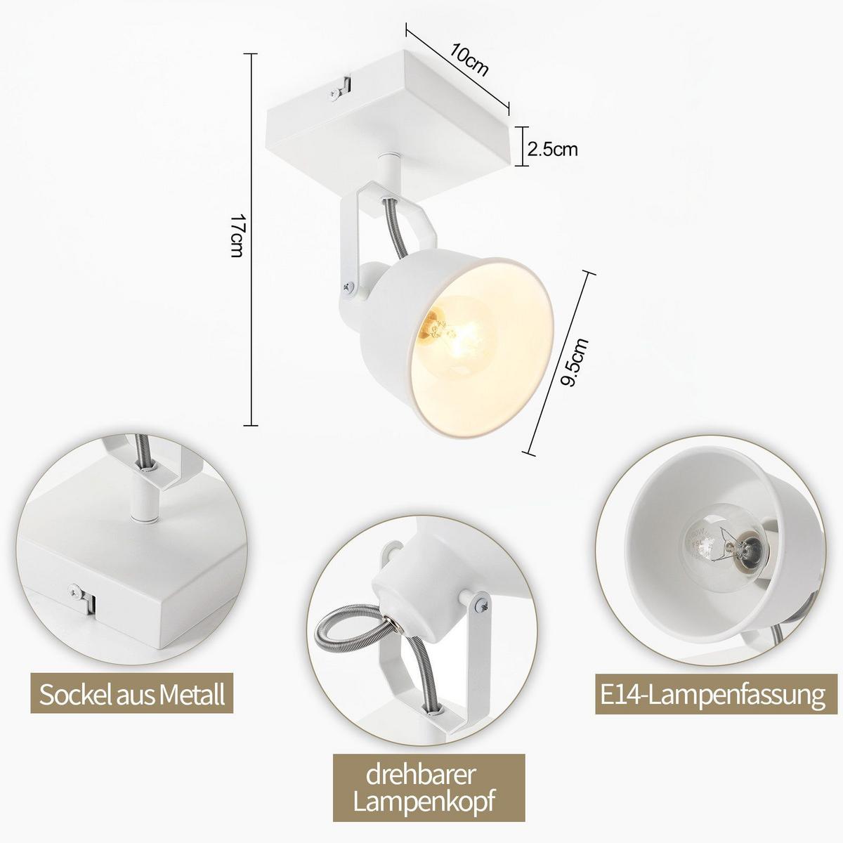 DECKENSTRAHLER Dennis 4-flammig 64/19/14cm - Weiß, Metall (14/14/17cm) - Nettlife