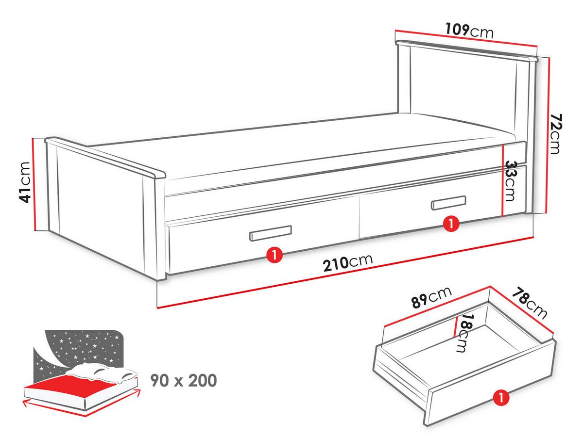 JUGENDBETT Aldo - Trüffeleichefarben/Weiß, Holz (90/200cm) - MIRJAN24