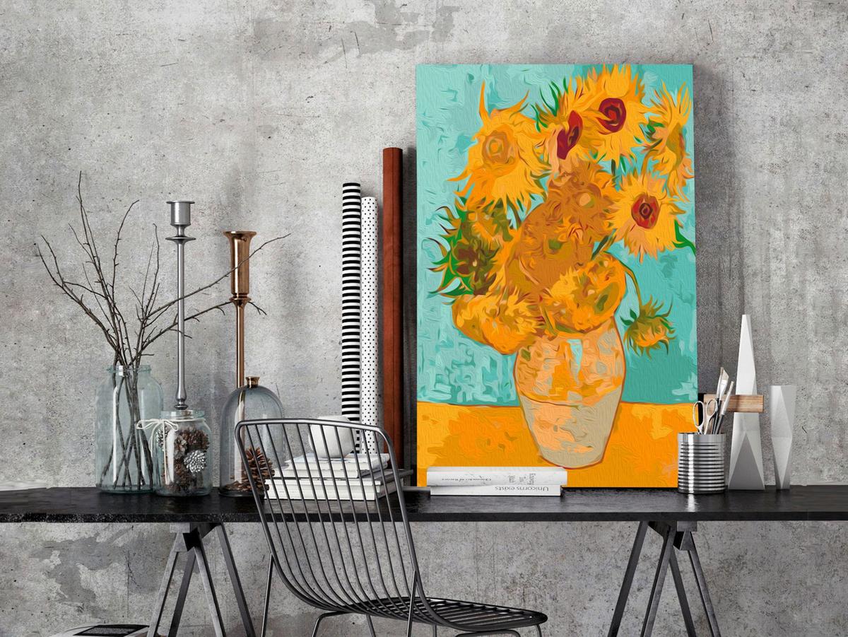 MALEN NACH ZAHLEN 40/50 cm - Orange/Grün, Textil (1.4/50cm) - KUNSTLOFT