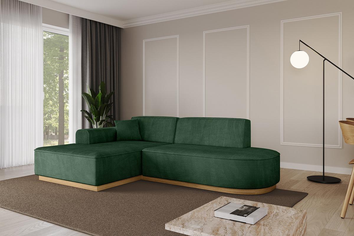 ECKSOFA Ottomane Links IREA-L1-v2 - 232x165x80 cm Grün - Currygelb, Holzwerkstoff/Textil (232/165cm) - ALTDECOR