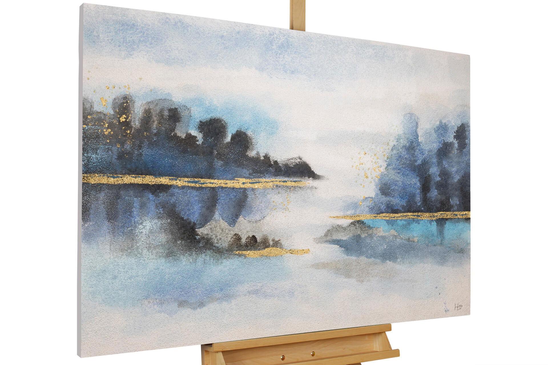 ACRYLBILD HANDGEMALT 120/80 cm - Blau/Weiß, Holz/Textil (120/80cm) - KUNSTLOFT
