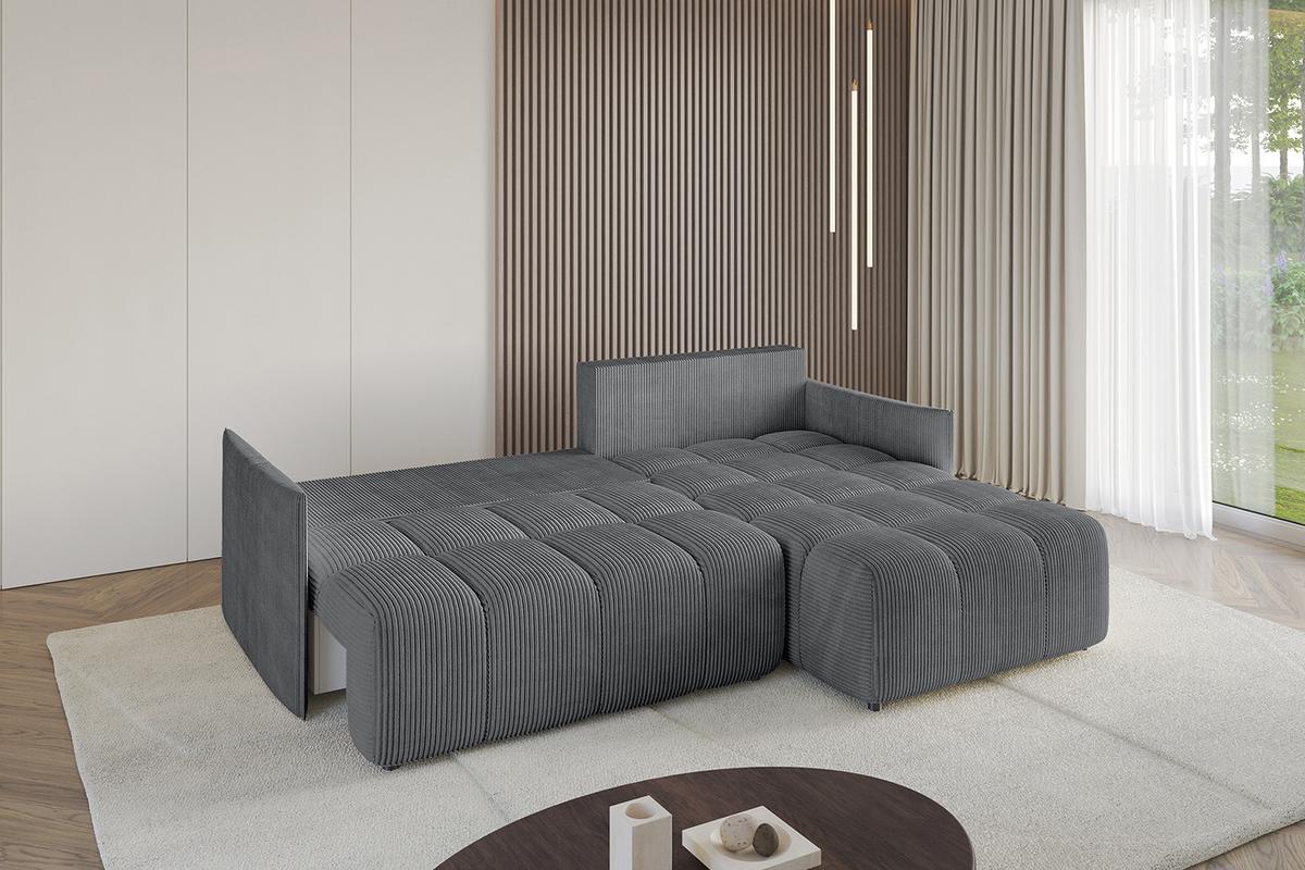 ECKSOFA Ottomane rechts LONLI-L 251x189x68 Dunkelgrau Cord - Dunkelgrau, Holzwerkstoff/Kunststoff (189/251cm) - ALTDECOR