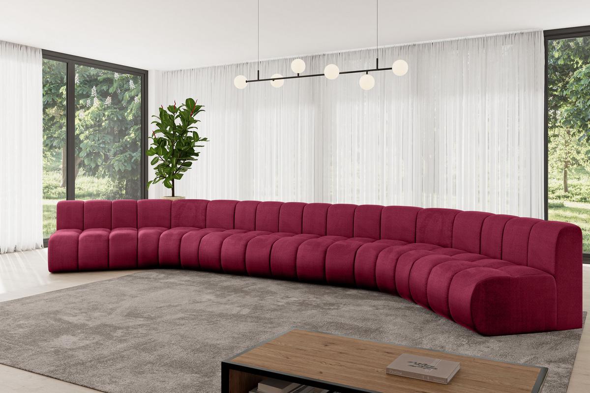 WOHNLANDSCHAFT modulares Sofa Montra-U2 - 581x174x70 cm Bordeauxrot - Bordeaux, Holzwerkstoff/Textil (581/70/174cm) - ALTDECOR