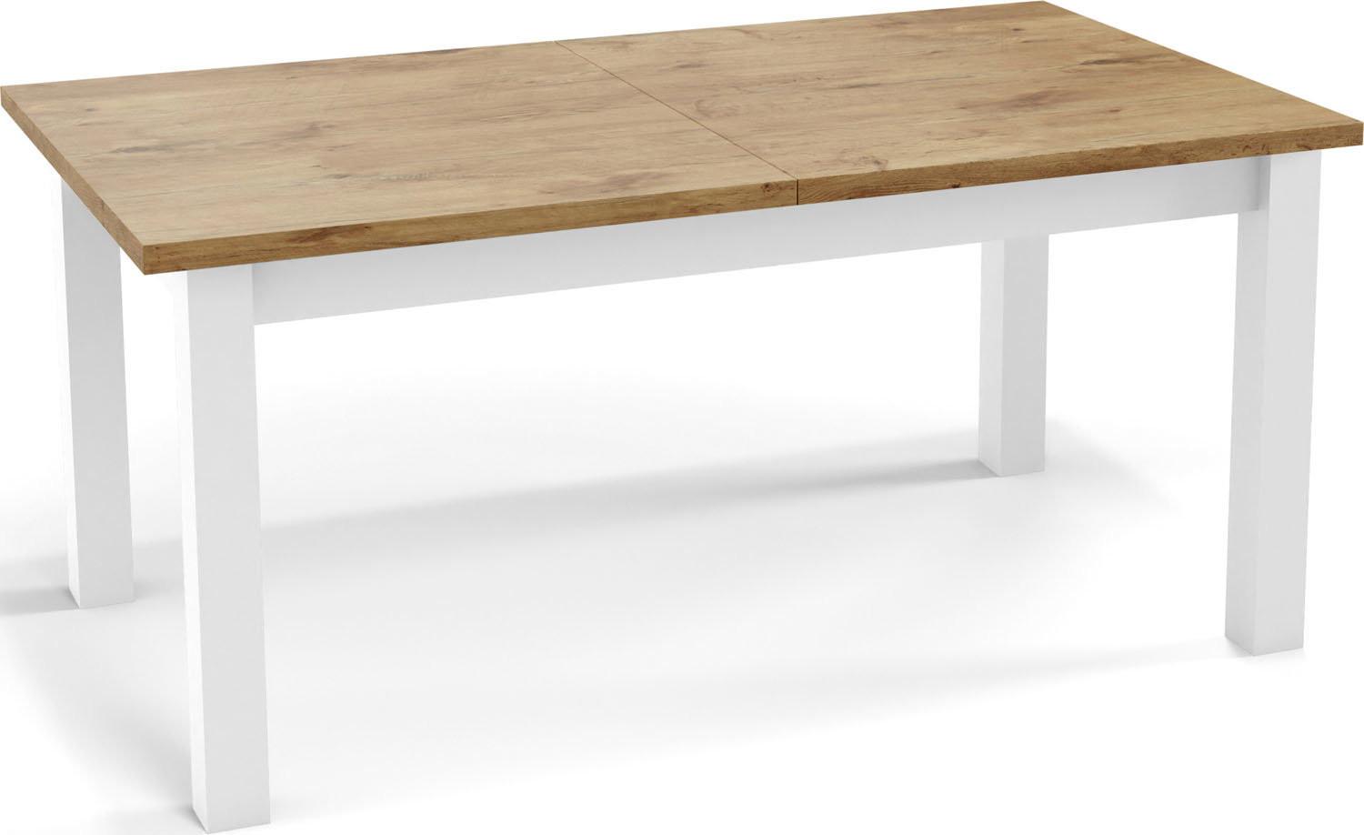 ESSTISCH Molly rechteckig ausziehbar, Lancelot Eiche 160-200/80/75 cm - Eichefarben/Weiß, Holz/Holzwerkstoff (80/200/75cm) - WFL GROUP