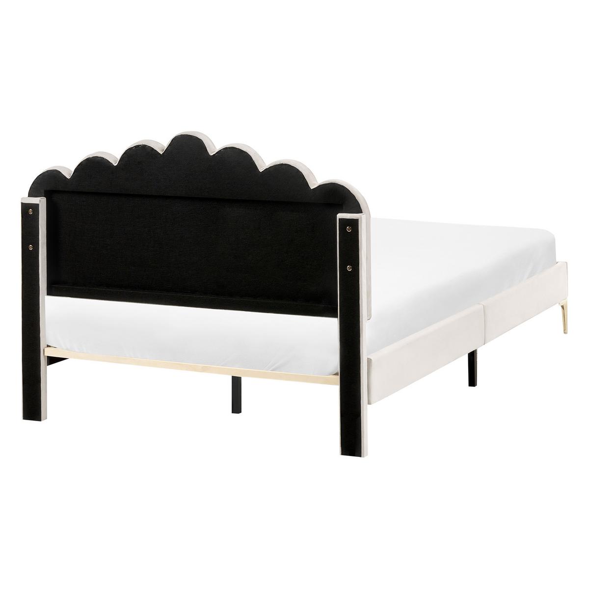 BETT mit Lattenrost 120/200 Samtstoff Cremeweiß Sauvian - Creme, Textil (120/200cm) - Beliani