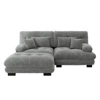 ECKSOFA chenille grau mit ottoman & 4 kissen - Grau, Textil (220/145cm) - Urban Meuble