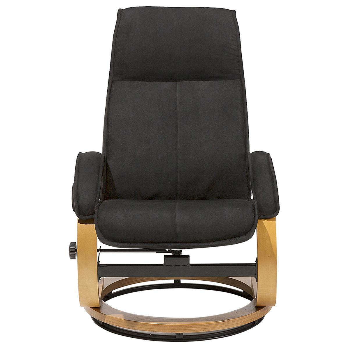 MASSAGESESSEL mit Fußhocker Polyester Schwarz Hero - Schwarz, Holz/Textil (50/102/75cm) - Beliani