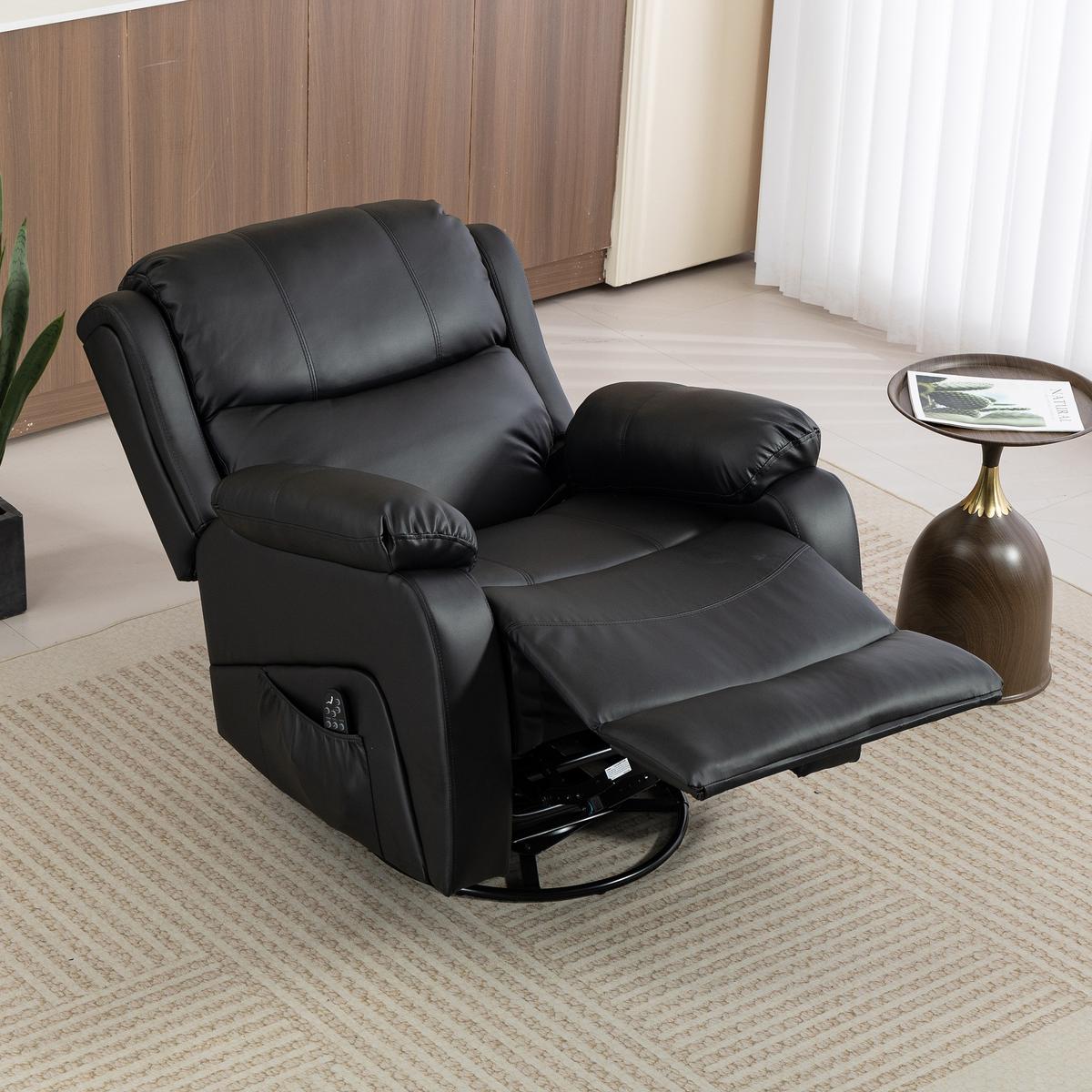 MASSAGESESSEL Kunstleder Schwarz - Schwarz, Leder/Metall (85/100/97cm) - HOMCOM