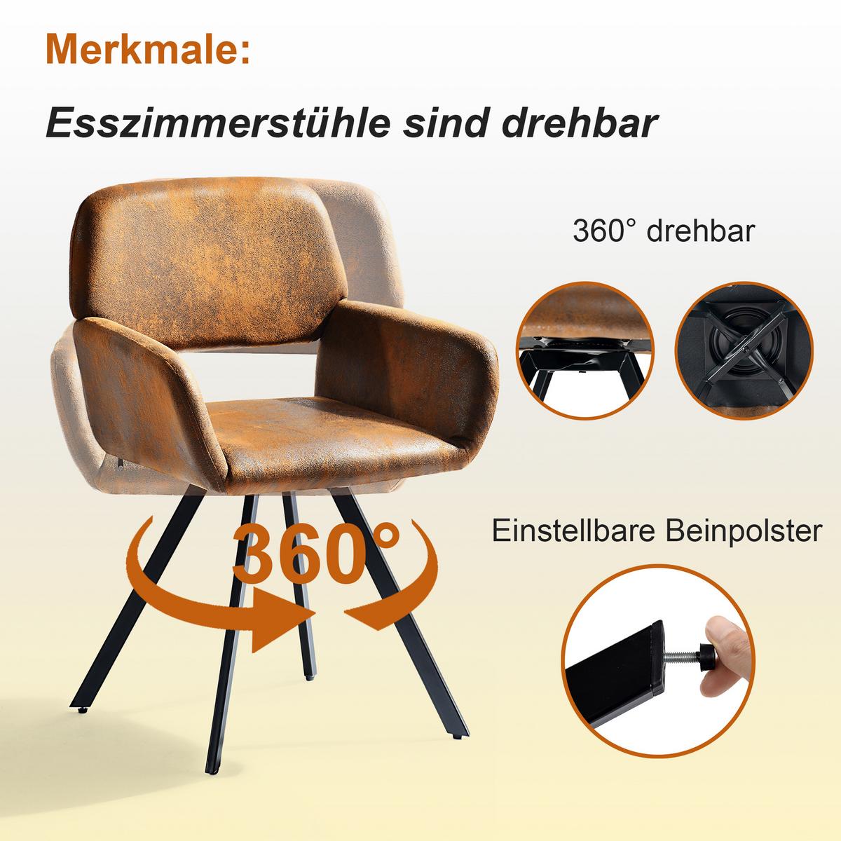 ESSZIMMER SET mit Ausziehbarem Tisch und Drehstühlen - Modernes Design - Schwarz/Braun, Holzwerkstoff/Metall (80/75/160cm) - Urban Meuble