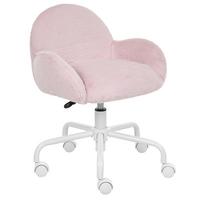 SCHREIBTISCHSTUHL Webpelz Pastellrosa Jubbi - Pink, Textil/Metall (60/65/60cm) - Beliani