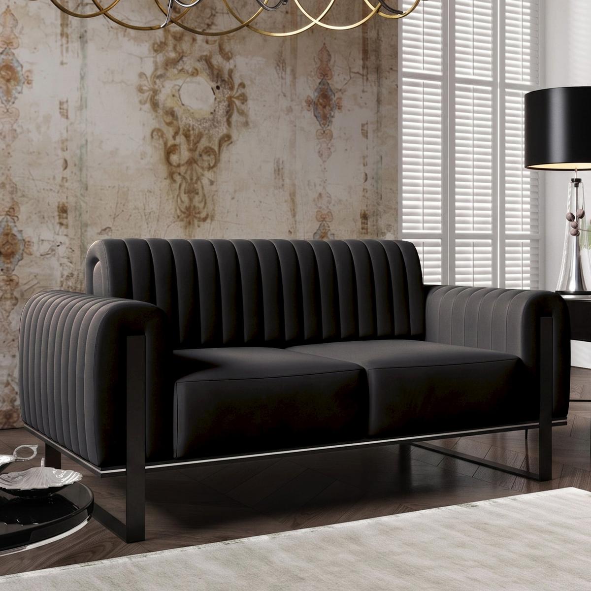 SOFA Parissa 164 cm - Schwarz, Textil/Metall (164/79/92cm) - Selsey