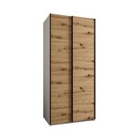 SCHWEBETÜRENSCHRANK 245,5/100/64 2-türig - Schwarz/Eiche Artisan, Holz/Metall (100/245/64cm) - Abiks Möbel