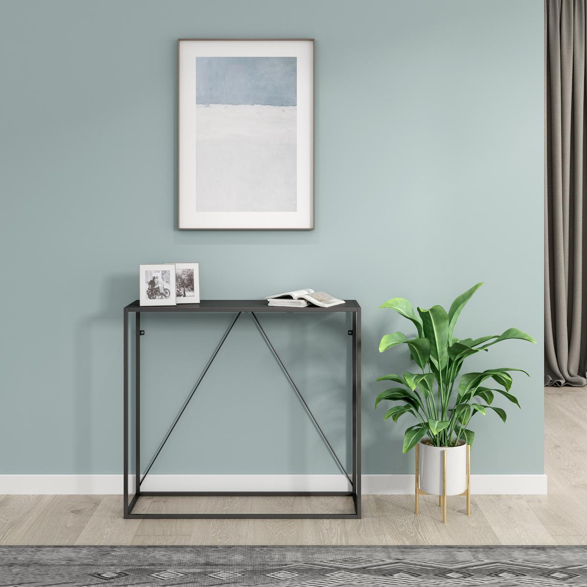 KONSOLENTISCH Austevoll - Schwarz, Metall (30/90/80cm) - [en.casa]