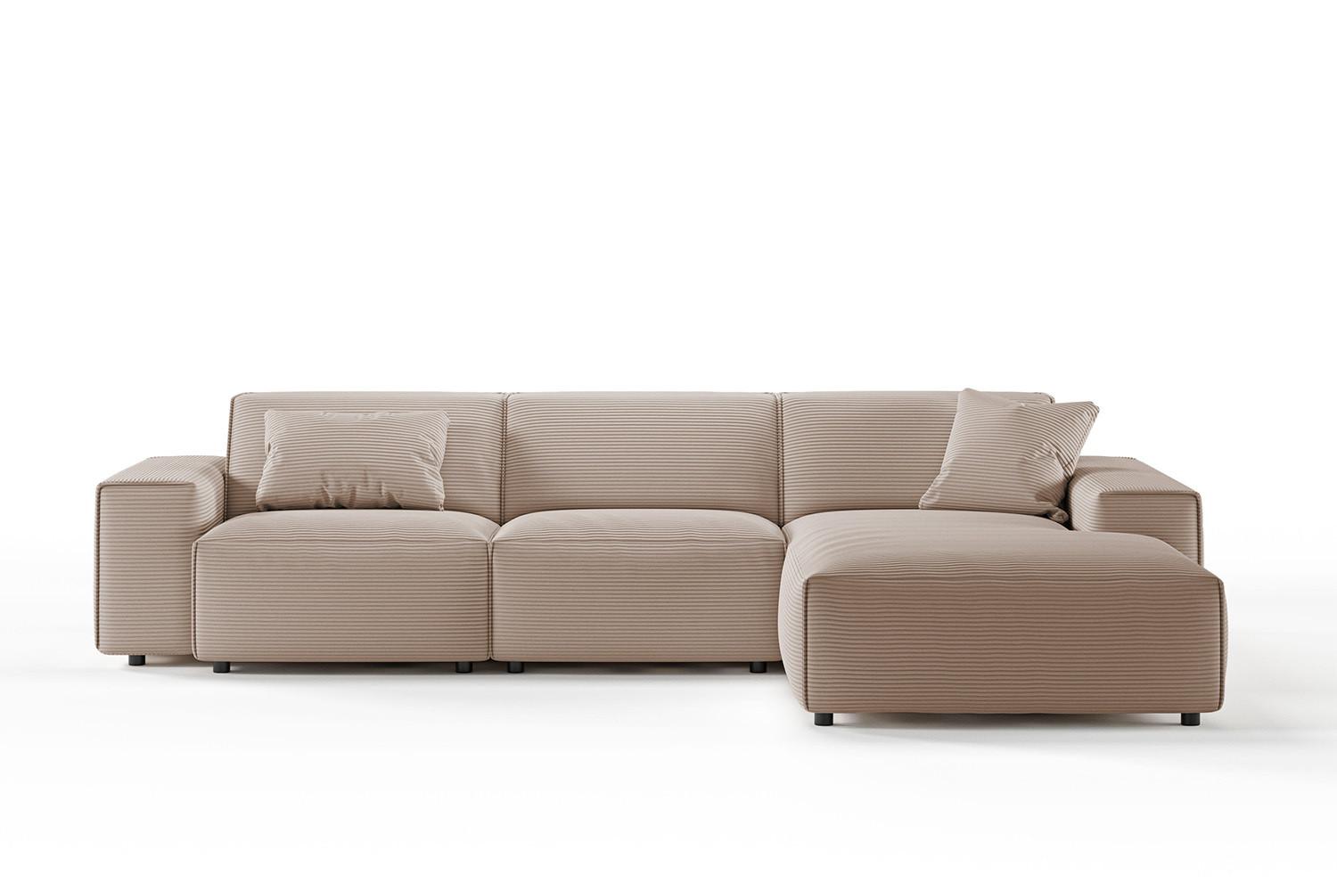 ECKSOFA RANI Taupe Cord - Taupe/Schwarz, Kunststoff/Textil (299/189cm) - KAWOLA