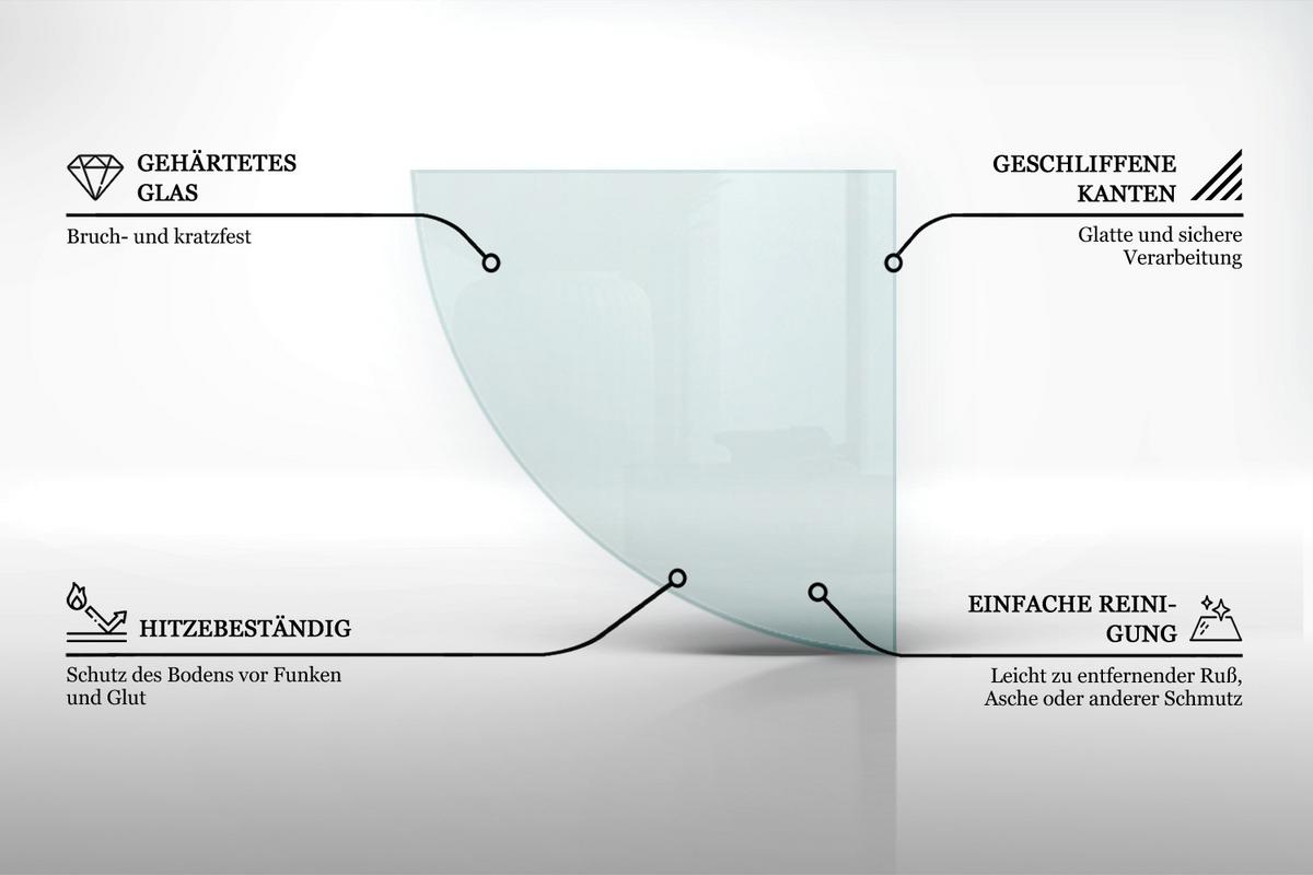 GLASPLATTE für Kamin transparent 100x100 cm - Transparent, Glas (100/100/0.4cm) - TULUP