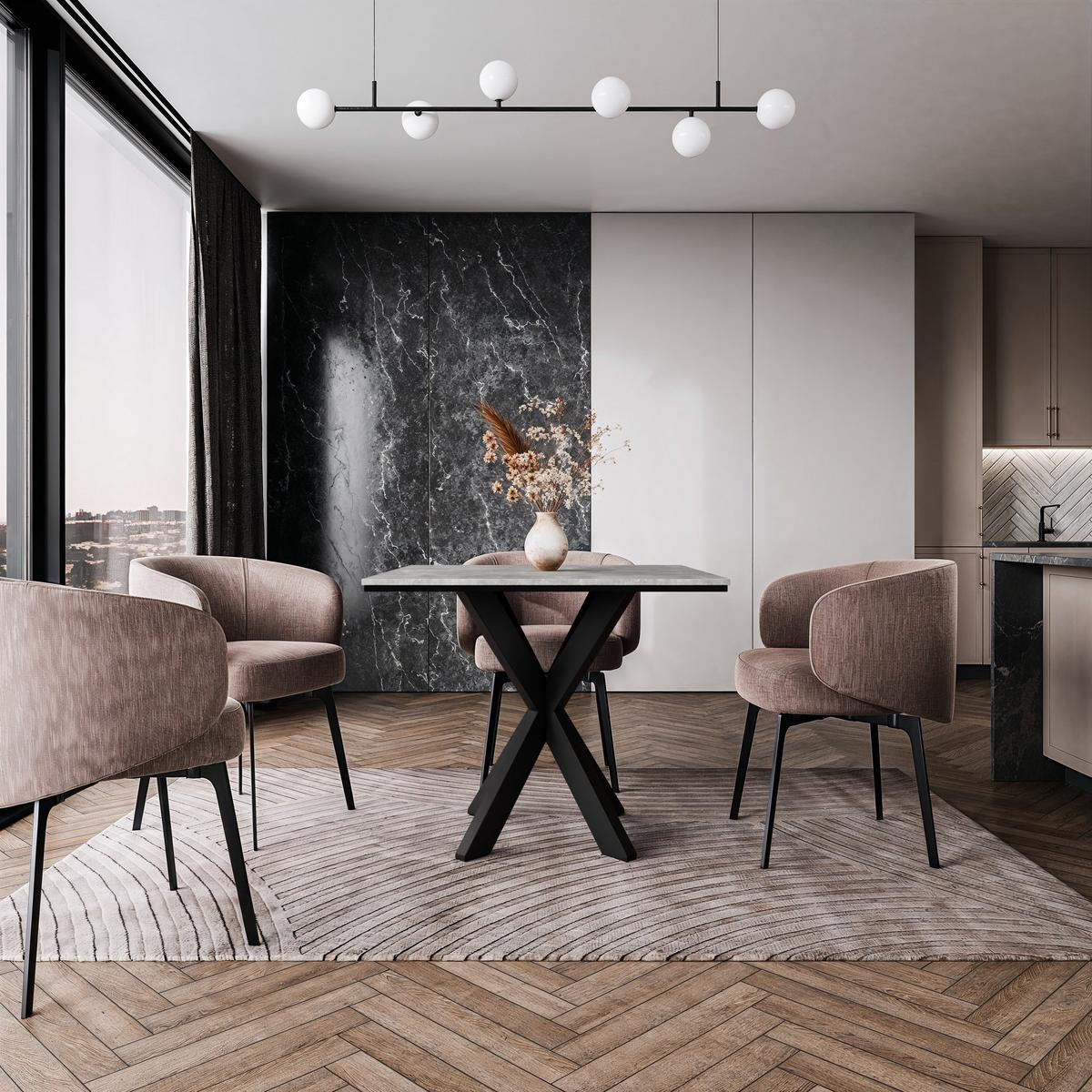 ESSTISCH RASKO 90 x 90 x 73,5 cm - Schwarz/Grau, Holz (90/90/73.5cm) - MASSENO