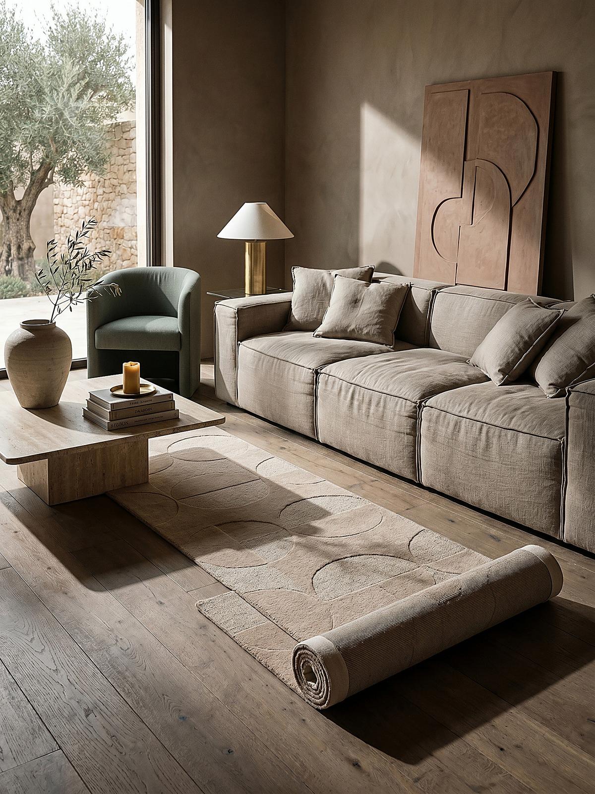 WOLLTEPPICH DEBEN, geometrisch, aus Wolle, Natur, 60 x 230 cm - Braun, Textil (230/60cm) - KADIMA DESIGN