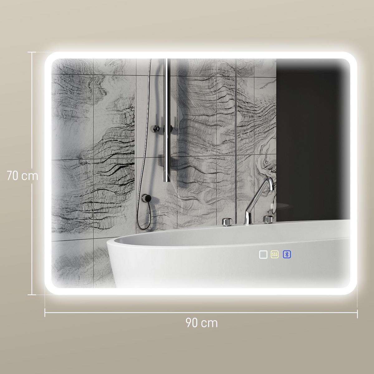 BADSPIEGEL Gehärtetes Glas Silber - Silberfarben, Glas (3.5/70/90cm) - HOMCOM