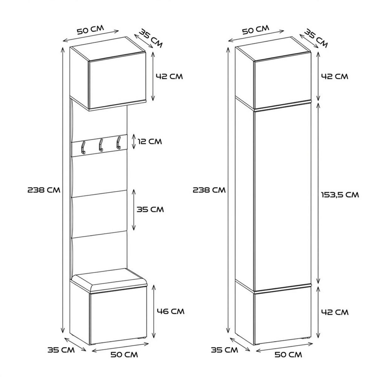 GARDEROBENSCHRANK modern, Schrank Set Kleiderschrank - Schuhschrank Sonoma Eiche 150/238/35 - Sonoma Eiche, Holzwerkstoff (150/238/35cm) - RAUMHIRSCH FURNITURE