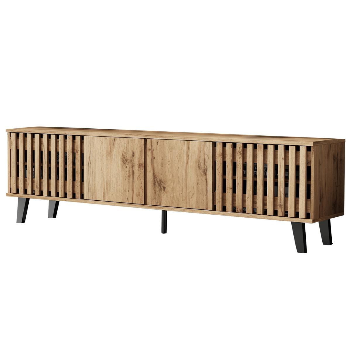 TV-LOWBOARD holz-optik natur für 70 zoll fernseher & 8 fächer - Naturfarben, Holzwerkstoff (180/55/40cm) - Urban Meuble