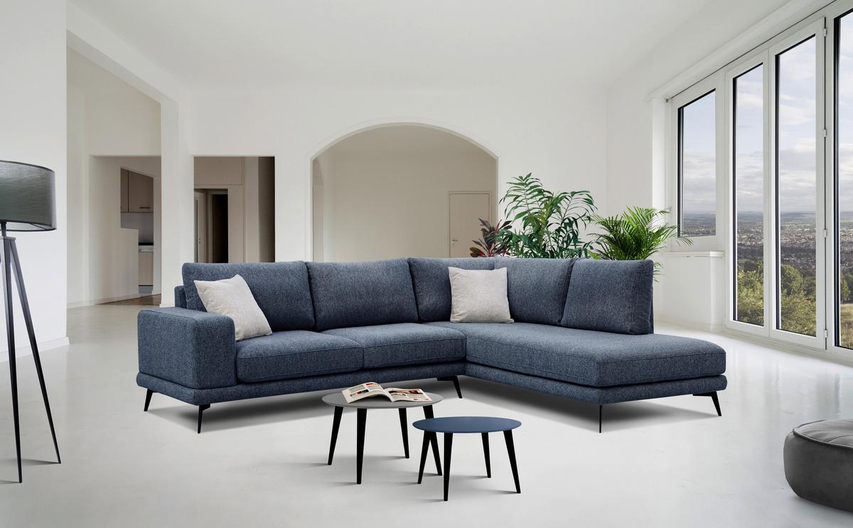 ECKSOFA MEDIOLANE 5-Sitzer, dunkelblau - Dunkelblau, Holzwerkstoff/Textil (282/219cm) - Wozimo