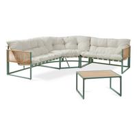 GARTENMÖBEL-SET 4 TLG. Karg - Eichefarben/Beige, Kunststoff/Metall - casa.pro