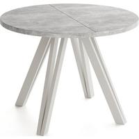 ESSTISCH Ravero runder ausziehbarer, Beton grau 100-140/100/77 cm - Kaschmir/Beige, Holz/Holzwerkstoff (100/140/76.5cm) - WFL GROUP