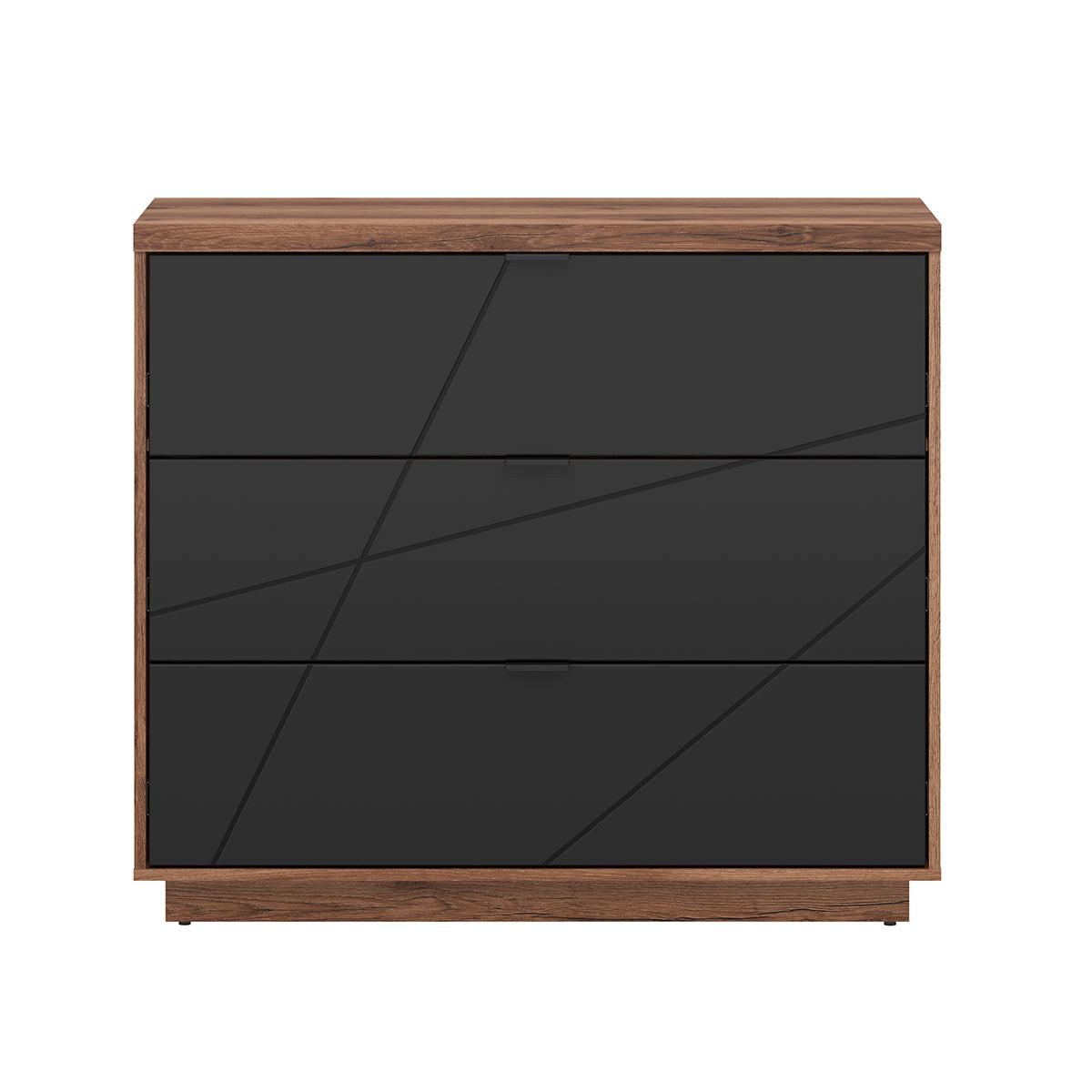 KOMMODE Sven Schwarz und Holz - Weiß, Holzwerkstoff (106/93/42cm) - Petits-meubles